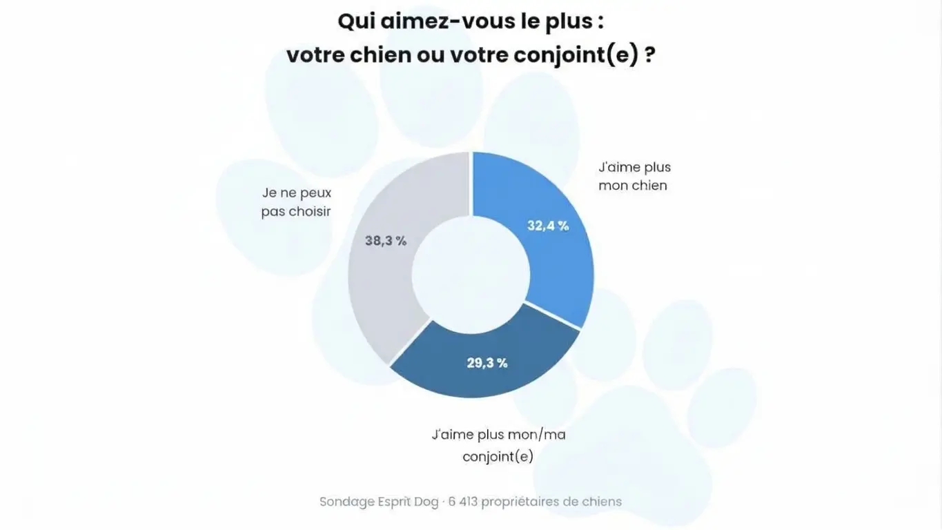 Graphique illustrant les réponses à la question : « Qui aimez-vous le plus : votre chien ou votre conjoint(e) ?